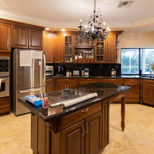 Bryan and Sarah's new Florida home kitchen with an island