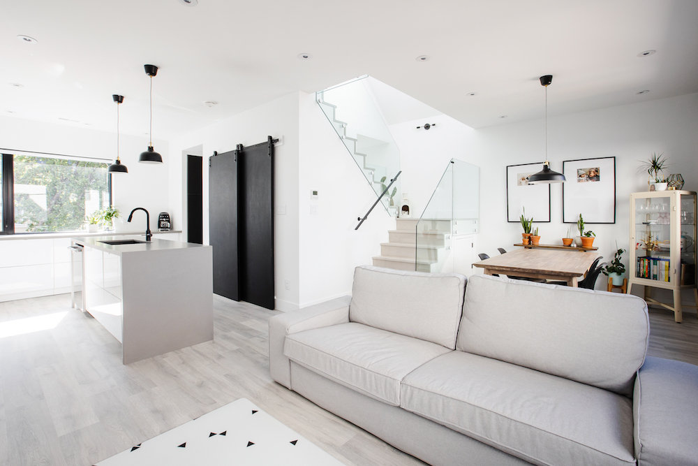 Streamlined interior of laneway house