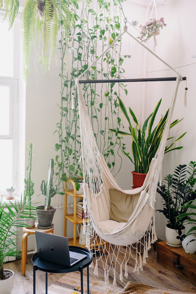 white hanging chair