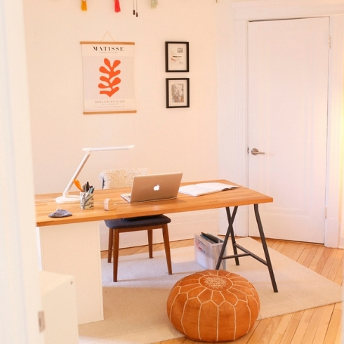 home office with matisse poster