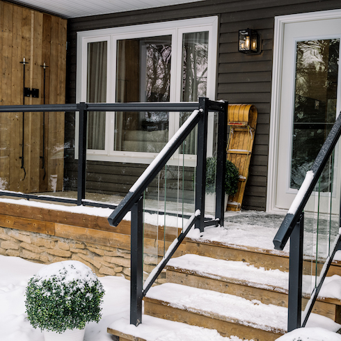 Front porch with ski locker