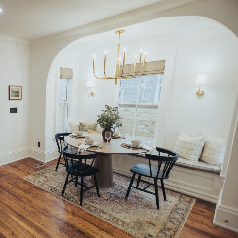 Dining room with custom banquette