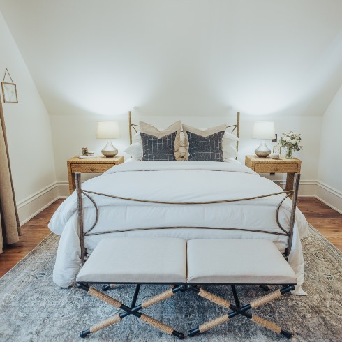 Relaxing and beachy primary bedroom