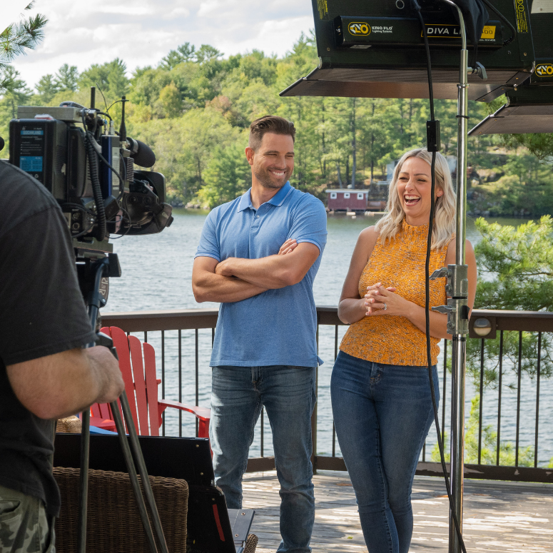 Scott McGillivray and Debra Salmoni behind the scenes of Scott's Vacation House Rules