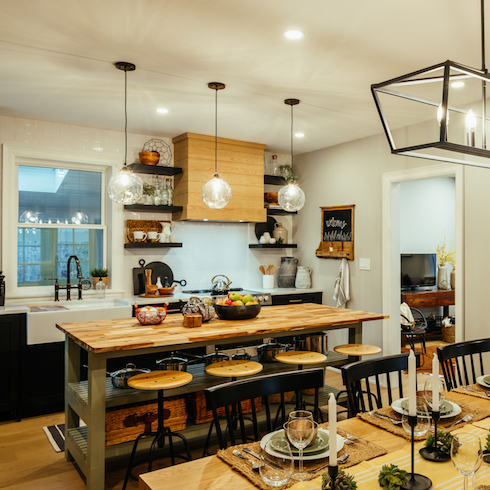 Farmhouse kitchen with large island