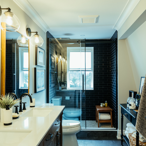 Black tile bathroom