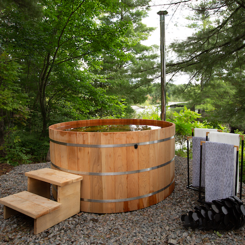 Old school wooden hot tub