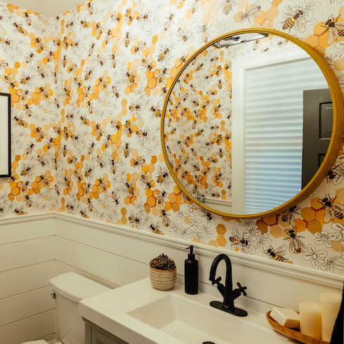 Bee inspired powder room