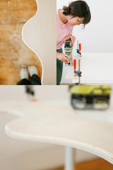 A close up of person making a shelf. 