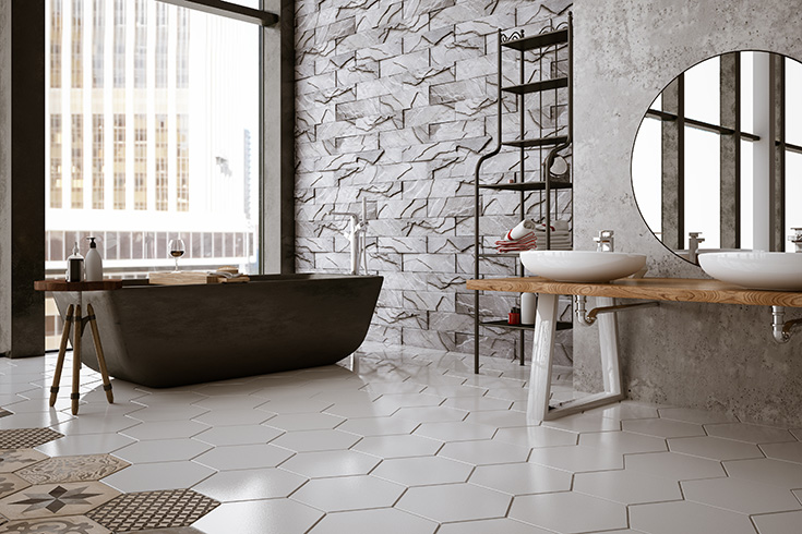 tile floor in a bathroom
