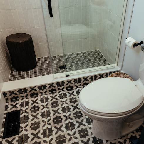 Mosiac tiling in bathroom