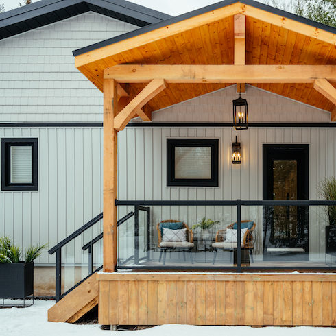 Portico in front of cottage