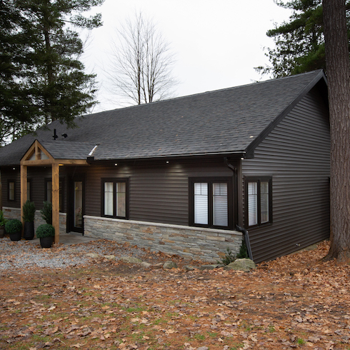 Dark cottage exterior