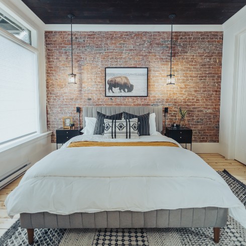 Primary Bedroom with Original Exposed Brick