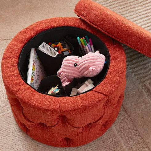 A multipurpose pouf for storage and sitting