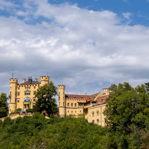 The yellow facade of the Hohenschwangau castle