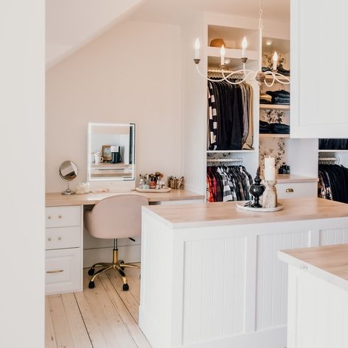 Walk-in closet with desk