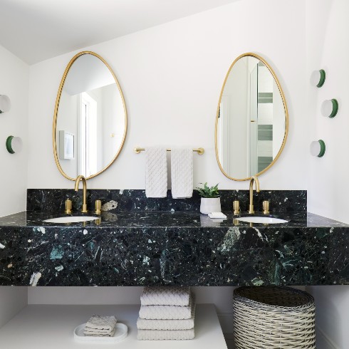 Green marble bathroom vanity