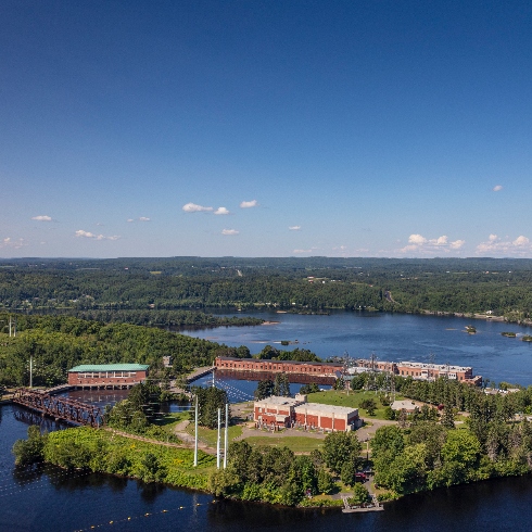 An aerial shot of Shawinigan, Quebec