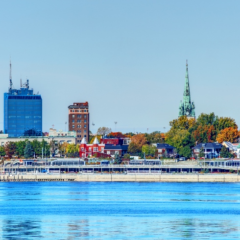 The riverside skyline in Trois-Rivières, Quebec