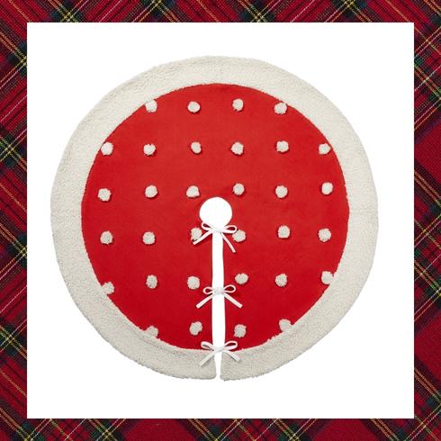 Red polka dot christmas tree skirt