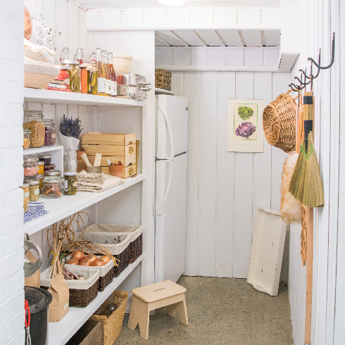 A shot of the newly renovated pantry area in Pamela Anderson's basement