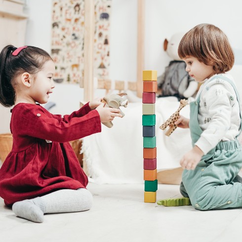 Children playing in play room