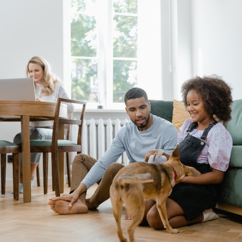 Family relaxing at home