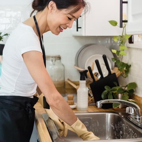 Woman doing dishes