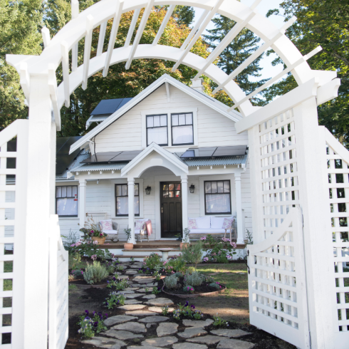 A white wooden arch at the front of The Roadhouse