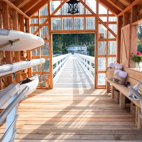 The boathouse on the Pier, extending out into the water