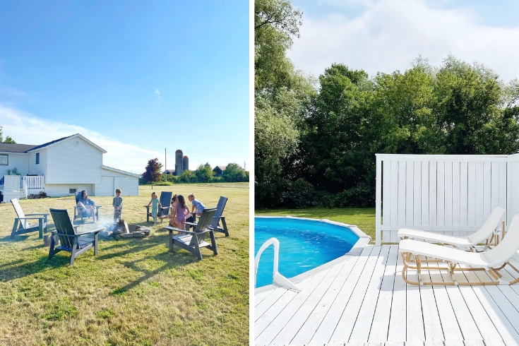 Canada House pool and BBQ fire pit 