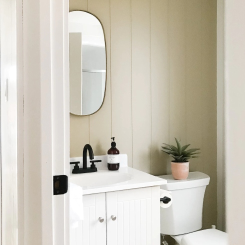 Shipping container Airbnb bathroom