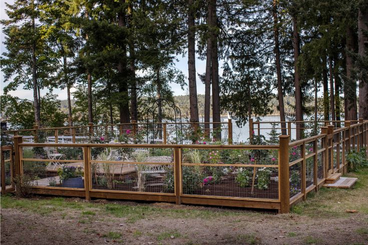 Renovated rose garden by the water