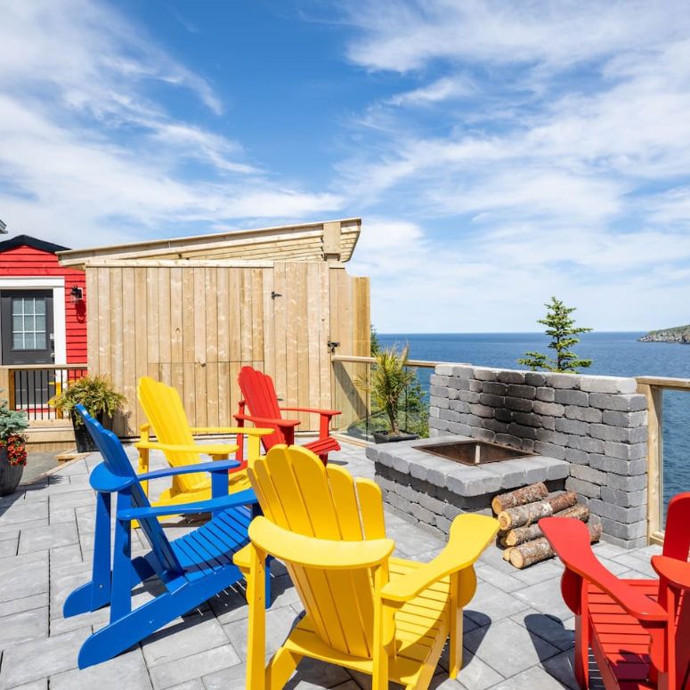 Muskoka chairs at the Airbnb Eagles Cliff Nest House