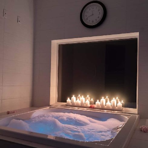 The interior fireplace in a bedroom at the ranch mansion