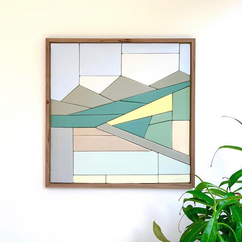 Beautiful ceramic wall art by Canadian ceramic artist Juliana Rempel of the Albertan landscape