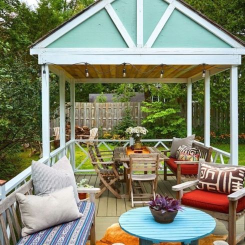 Backyard patio with chairs