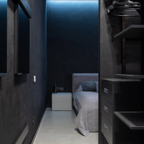 Black, moody room