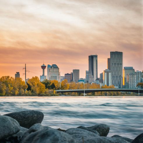 Bow River east of Downtown Calgary, AB