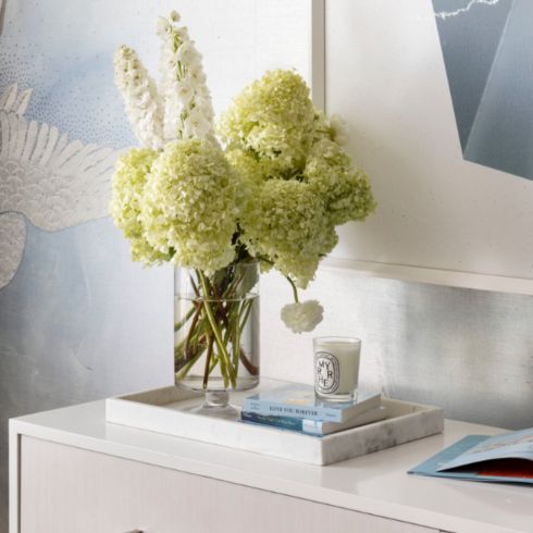 Baby-safe plants sitting on nursery dresser.