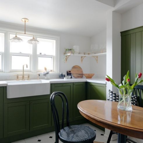 Dark green kitchen