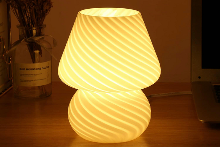 vintage-inspired mushroom shaped lamp on desk