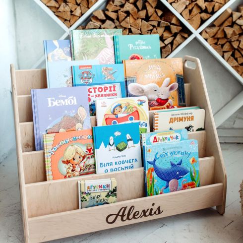 Montessori personalized wooden kids bookshelf