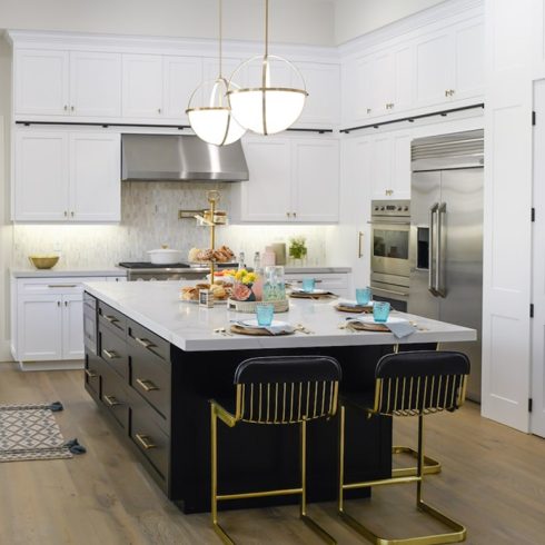 Dark kitchen island