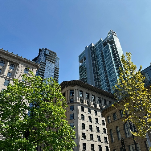 A combination of new and old buildings in Montreal