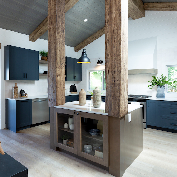 Kitchen with exposed beams