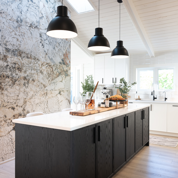 Kitchen with feature wall