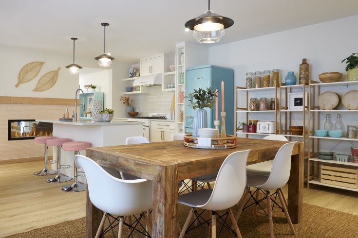 Stylish open-concept kitchen and dining area