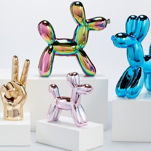 Quirky metallic ceramic figurines